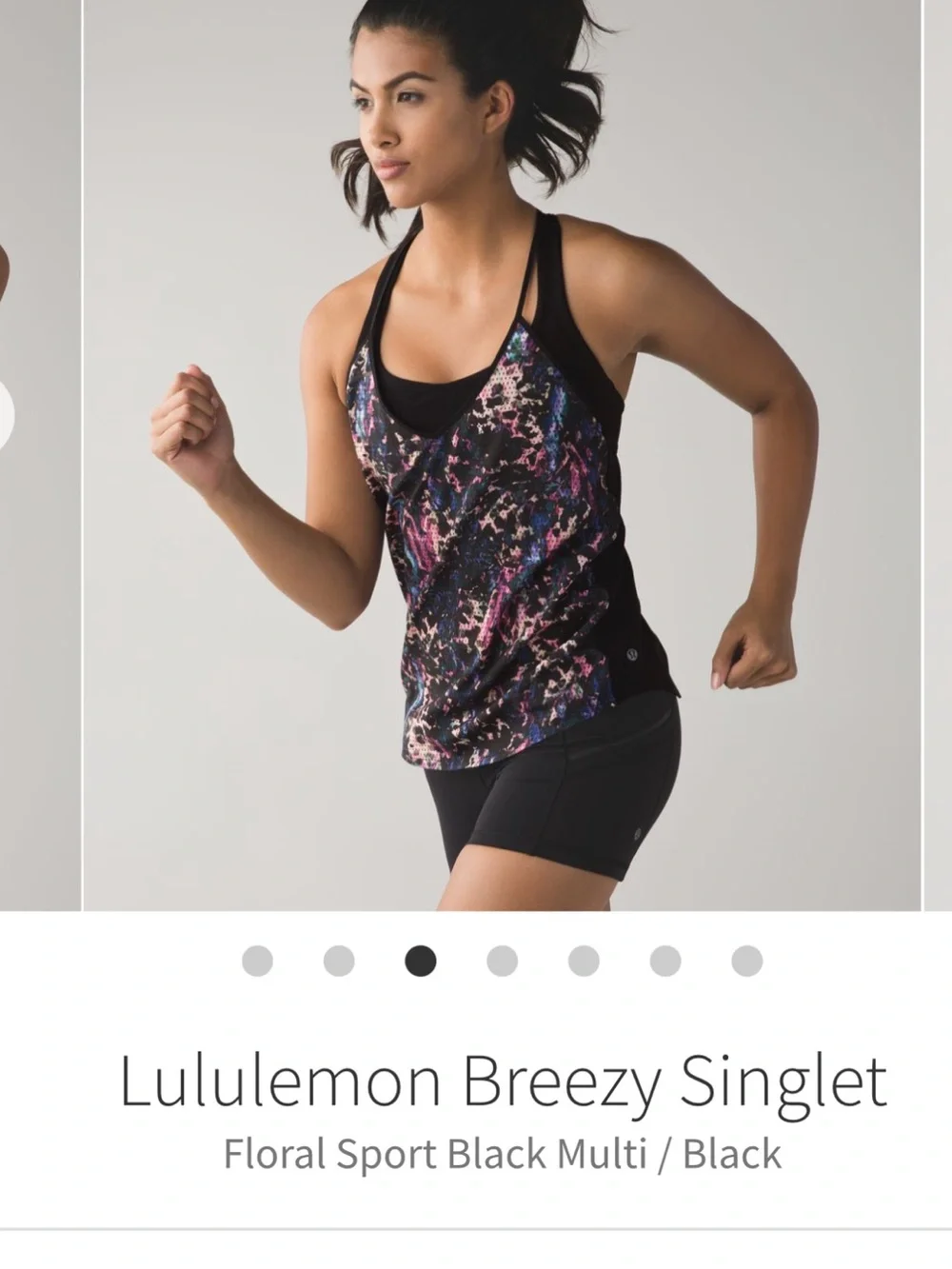 Lululemon Breezy Singlet Floral Sport  Multi / Black  M/L